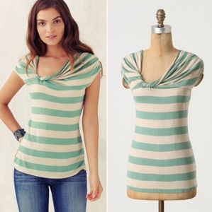 Anthropologie Deletta blue striped twist top